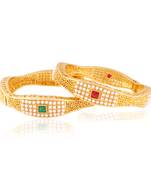 Awesome pearl studded Gold plated Antique Bangles