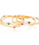 Bedazzling wavy Gold plated American Diamond Bangle