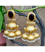 Cluster of Gold Jhumkas Bordered with Pearls