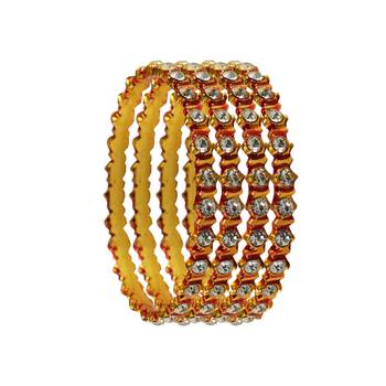 Stone Stud Gold Platted Brass Bangle 2