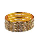Stone Stud Gold Platted Brass Bangle