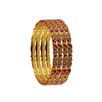 Stone Stud Gold Platted Brass Bangle 3