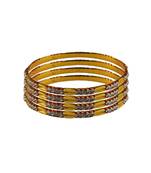 Stone Stud Gold Platted Brass Bangle