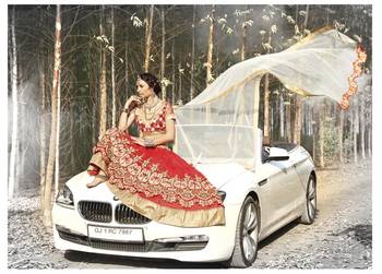 Red Embroidered Net Unstitched Lehenga Choli 2