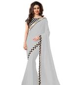 multicolor embroidered chiffon saree With Blouse