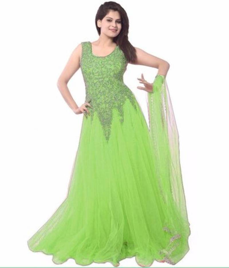 parrot green gown