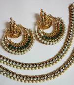 Designer Green colour Ram Leela Earings with Traditional Anklets