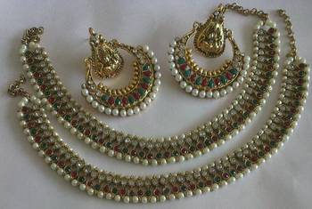 Designer Multi colour  Ram Leela Earings with Multi colour  Traditional Anklets  1