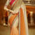 orange 100% Original embroidered georgette saree With Blouse