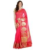 Pink Embroidered Cotton Saree With Blouse