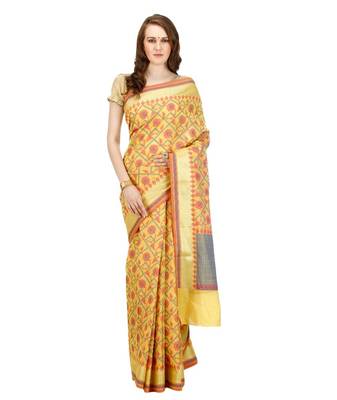 Gold Embroidered Cotton Saree With Blouse 1