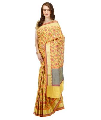 Gold Embroidered Cotton Saree With Blouse 2