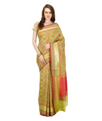 Green Embroidered Cotton Saree With Blouse 1