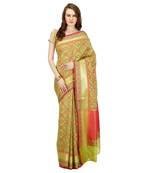 Green Embroidered Cotton Saree With Blouse