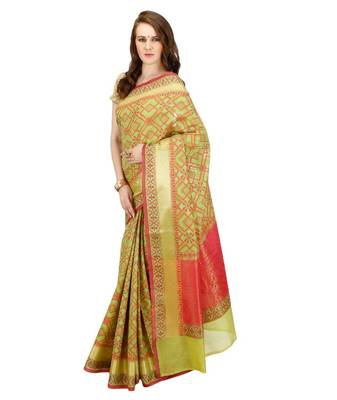 Green Embroidered Cotton Saree With Blouse 2