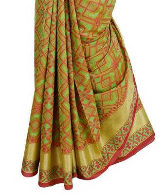 Green Embroidered Cotton Saree With Blouse 4