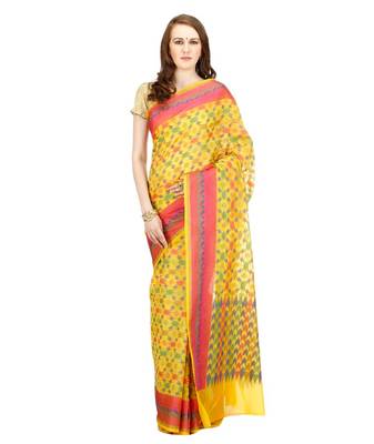Gold Embroidered Cotton Saree With Blouse 1
