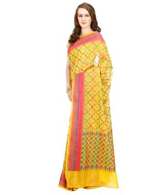 Gold Embroidered Cotton Saree With Blouse 2