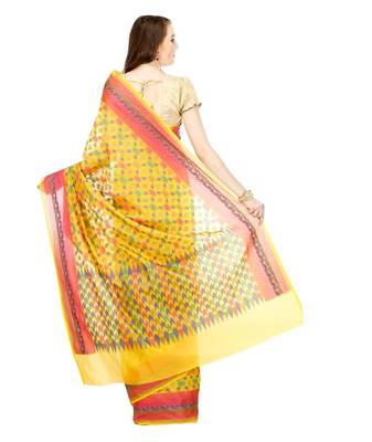 Gold Embroidered Cotton Saree With Blouse 3