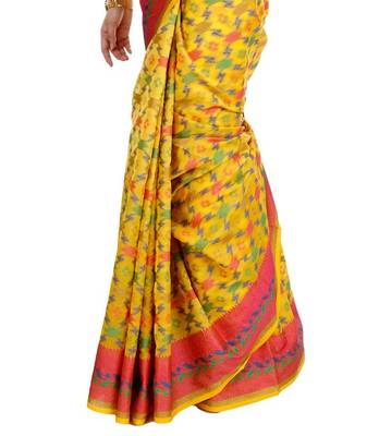 Gold Embroidered Cotton Saree With Blouse 4