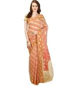 Beige Embroidered Cotton Saree With Blouse