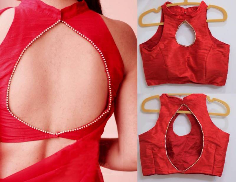 Red Keyhole Blouse