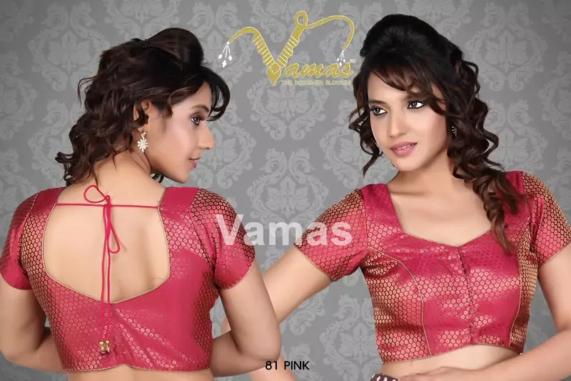 Short Sleeve Saree Blouse Pink. 81Fp. Muhenera Presents Vama Collection