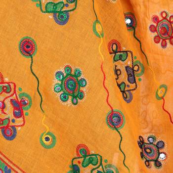 Yellow cotton embroidered dupatta 2