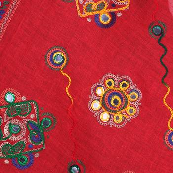 Red cotton embroidered dupatta 2