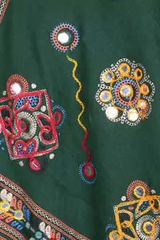 Green cotton embroidered dupatta