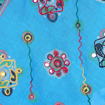 Blue cotton embroidered dupatta 2