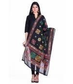 Black cotton embroidered dupatta