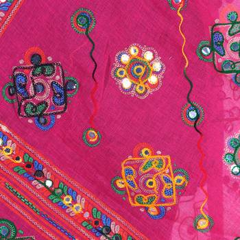 Pink cotton embroidered dupatta 2