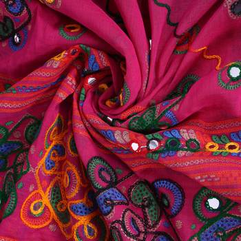 Pink cotton embroidered dupatta 3