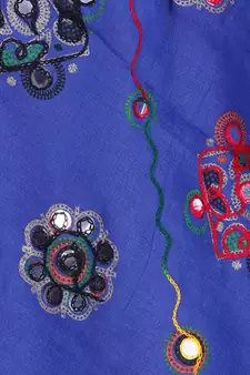 Blue cotton embroidered dupatta