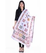 White cotton embroidered dupatta