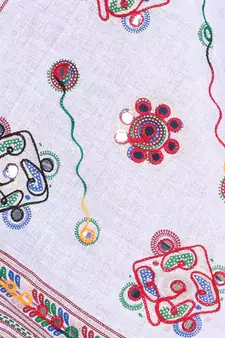 White cotton embroidered dupatta