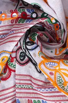 White cotton embroidered dupatta