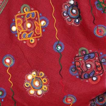Maroon cotton embroidered dupatta 2
