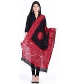 Black cotton embellished bandhej dupatta