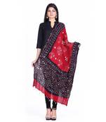 Red cotton embellished bandhej dupatta