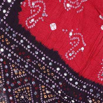 Red cotton embellished bandhej dupatta 2