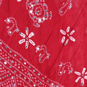 Red cotton embellished bandhej dupatta 2