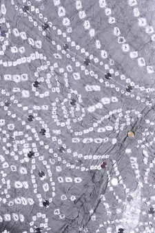 Grey cotton embellished bandhej dupatta
