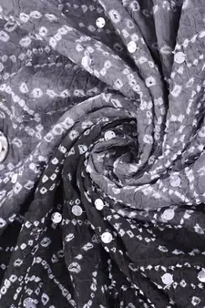 Grey cotton embellished bandhej dupatta