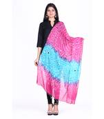 Pink cotton embellished bandhej dupatta