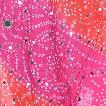Orange cotton embellished bandhej dupatta 2