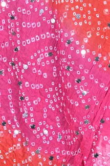 Orange cotton embellished bandhej dupatta