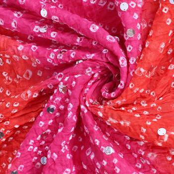 Orange cotton embellished bandhej dupatta 3