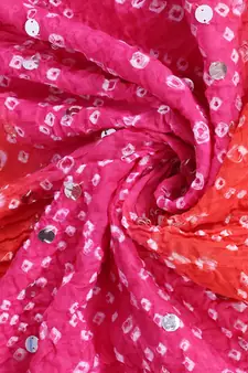 Orange cotton embellished bandhej dupatta